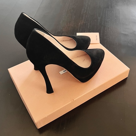 Miu Miu Black Suede Calzature Donna Camoscio 1 Platform Pumps 10B/EU40 fits 9.5 - Picture 5 of 16
